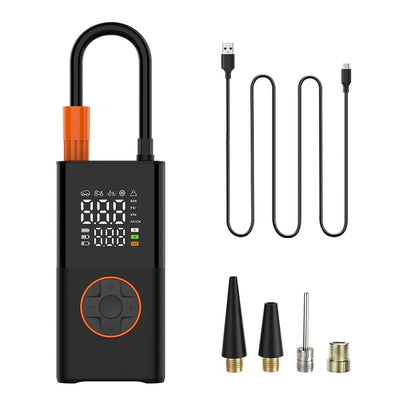 Portable Mini Air Inflator with Wireless Charging and Digital Display for Car and Bicycle Tires
