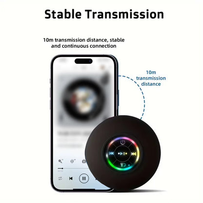 Bluetooth Speaker Portable Wireless Mini LED Speaker with Mic Suction Cup IPX4 Waterproof Resistant for Travel Outdoor Bathroom