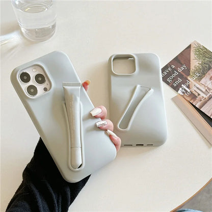 Silicone Soft Cover Case for iPhone 16, 15, 14, 13, 12, 11 Pro, Plus, Mini, Max, XS, XR, 6, 7, 8, SE with Lip Gloss Holder