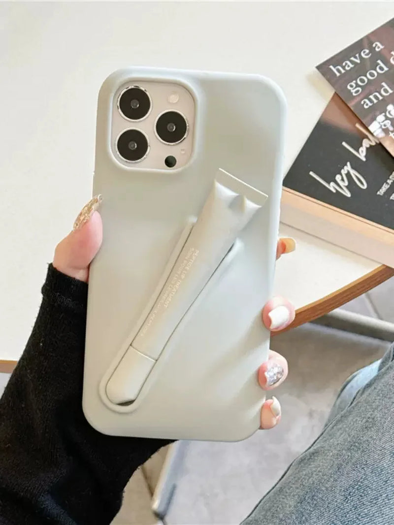Silicone Soft Cover Case for iPhone 16, 15, 14, 13, 12, 11 Pro, Plus, Mini, Max, XS, XR, 6, 7, 8, SE with Lip Gloss Holder