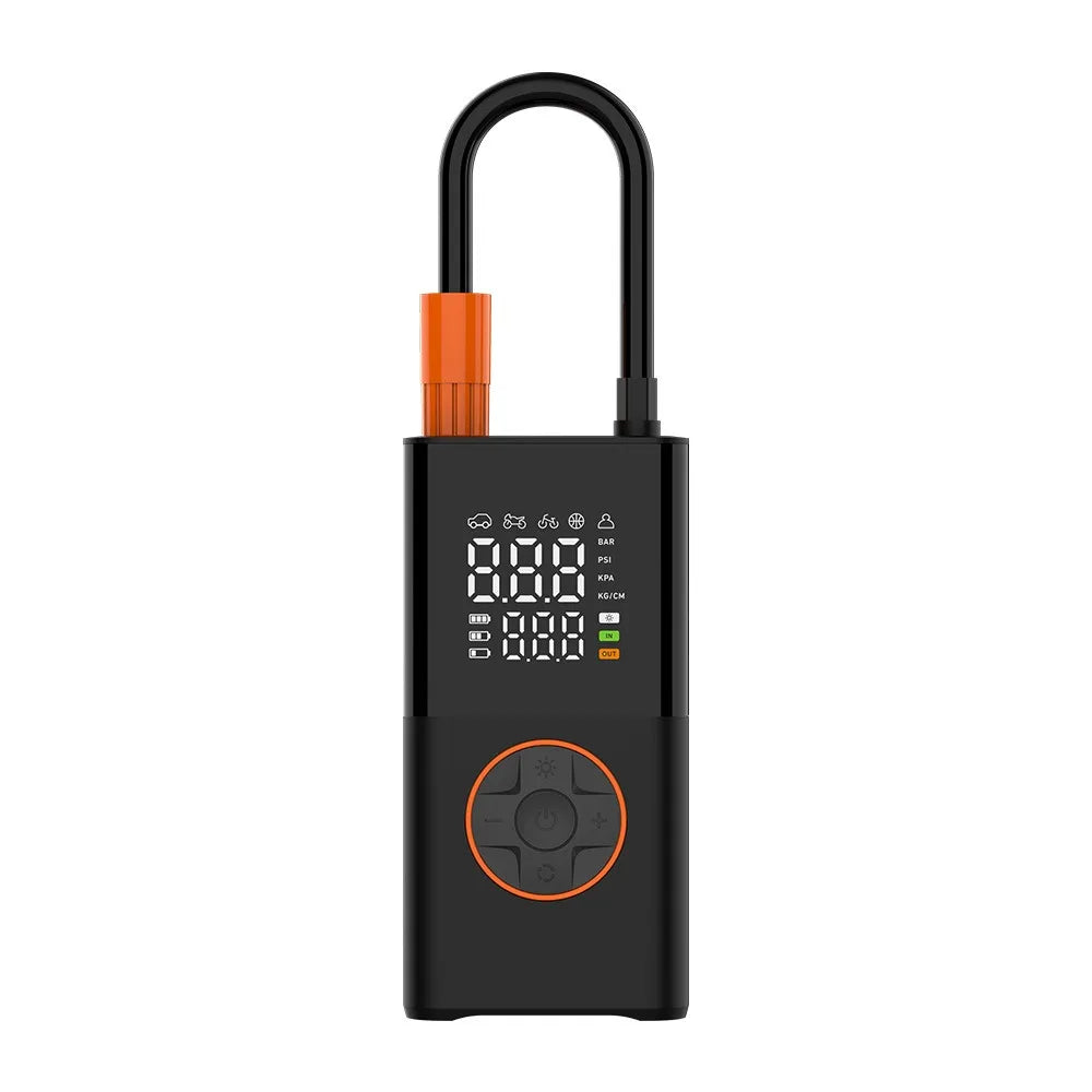 Portable Mini Air Inflator with Wireless Charging and Digital Display for Car and Bicycle Tires