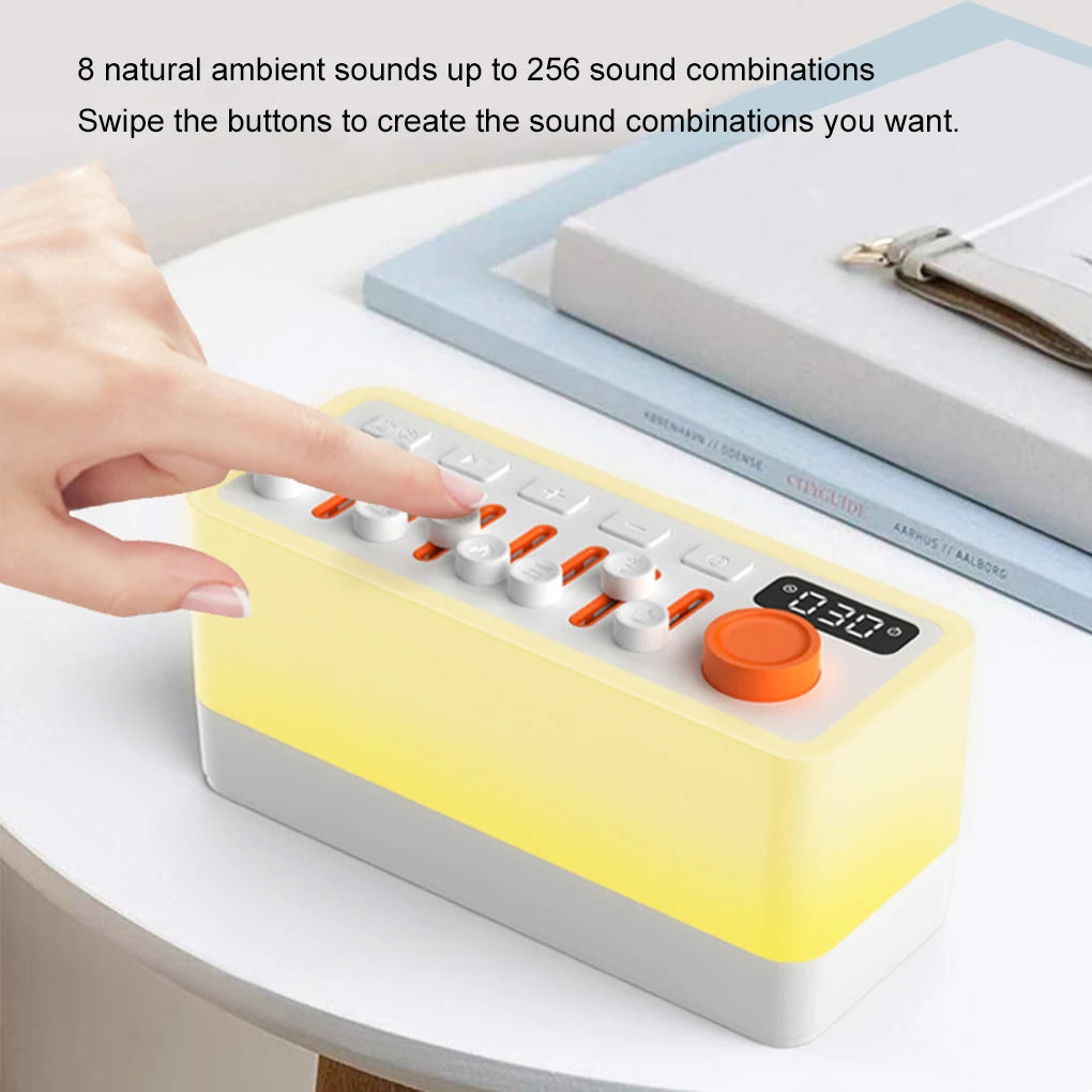 Smart Sleep Aid Speaker with RGB Night Light, 12 Colors, 8 Nature Sounds, White Noise Machine, Bluetooth-Compatible