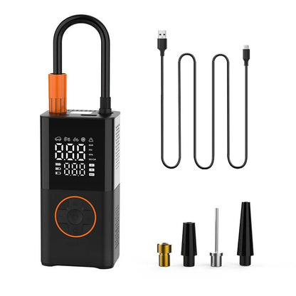 Portable Mini Air Inflator with Wireless Charging and Digital Display for Car and Bicycle Tires