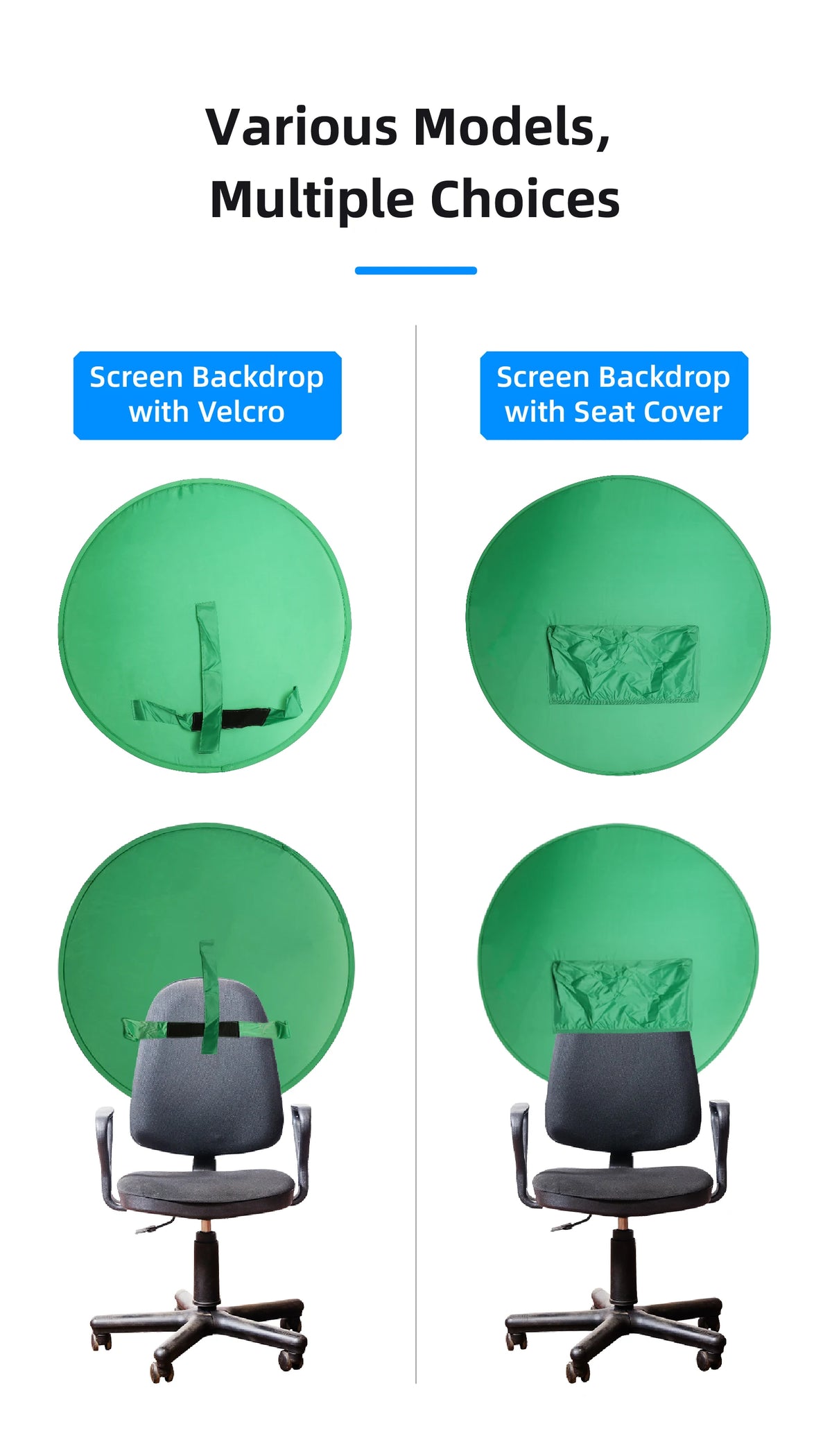 RF08 Game Live Chromakey 2In1 Photography Studio Chair Backrest Single-Double Sided Backdrop Background Cloth Green Blue Screen