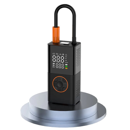 Portable Mini Air Inflator with Wireless Charging and Digital Display for Car and Bicycle Tires